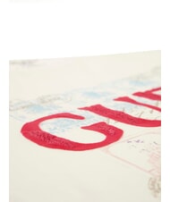 GUESS WORLD STAMPS Camiseta de algodón blanco perla multi - camiseta - 5