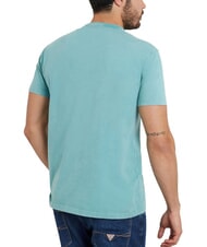 GUESS TRIANGLE Camiseta de algodón con estampado verde azulado suave - camiseta - 2