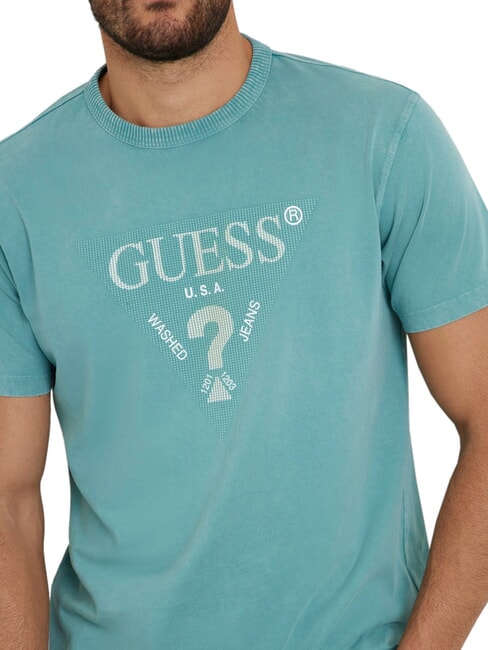 TRIANGLE Camiseta de algodón con estampado verde azulado suave - camiseta