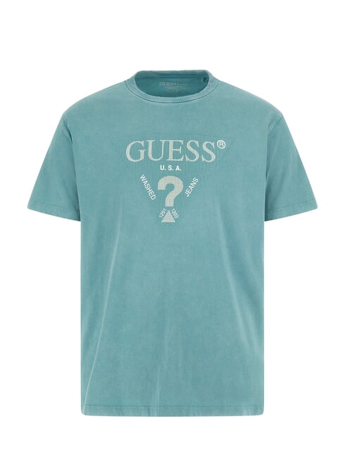 TRIANGLE Camiseta de algodón con estampado verde azulado suave - camiseta