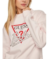 GUESS ICON Sudadera con cuello redondo rosa de bajo perfil - Sudaderas de mujer - 3