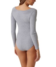 GUESS TESSA Body de canalé de manga larga gj gris medio brezo - camiseta - 2