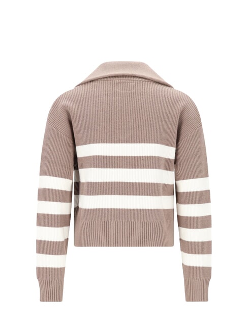 KIDS C&aacute;rdigan de rayas con cremallera Rayas blancas marrones - Su&eacute;teres para ni&ntilde;os