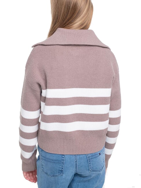 KIDS C&aacute;rdigan de rayas con cremallera Rayas blancas marrones - Su&eacute;teres para ni&ntilde;os