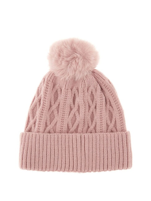 KIDS Gorro trenzado con pomp&oacute;n rosas rosadas - gorro bebe