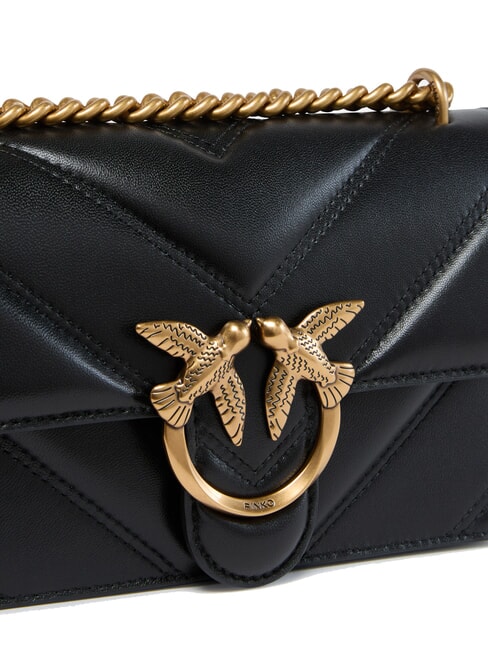 LOVE ONE MINI Bolso de napa acolchado Chevron negro-oro antiguo - Bolsos Mujer