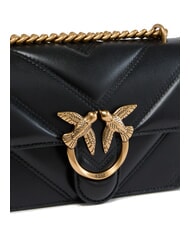 PINKO LOVE ONE MINI Bolso de napa acolchado Chevron negro-oro antiguo - Bolsos Mujer - 3