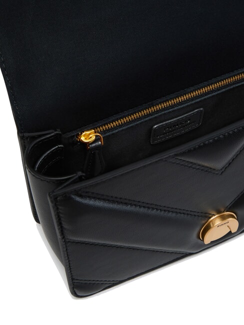 LOVE ONE MINI Bolso de napa acolchado Chevron negro-oro antiguo - Bolsos Mujer