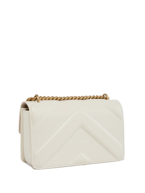 LOVE ONE MINI Bolso de napa acolchado Chevron blanco seda-oro antiguo - Bolsos Mujer