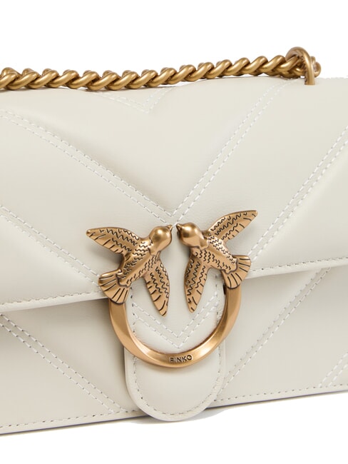 LOVE ONE MINI Bolso de napa acolchado Chevron blanco seda-oro antiguo - Bolsos Mujer
