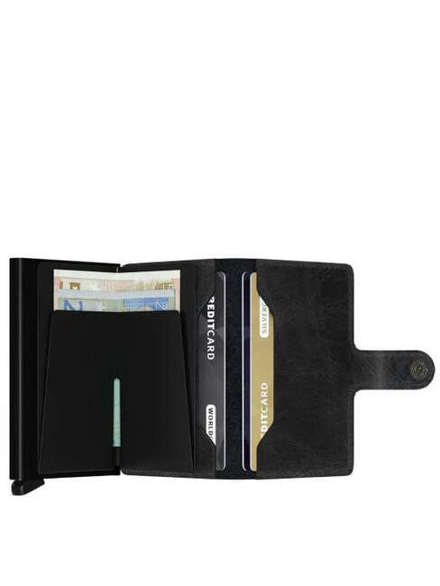 VINTAGE  Cartera de piel con tarjetero de aluminio negro - Carteras Hombre