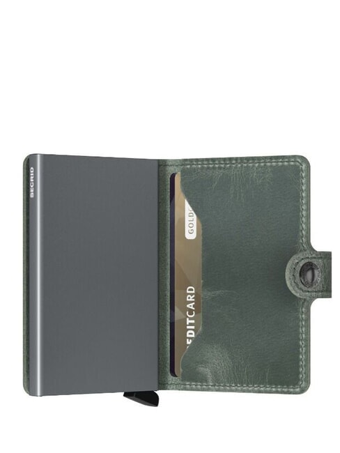 VINTAGE  Cartera de piel con tarjetero de aluminio sabio - Carteras Hombre