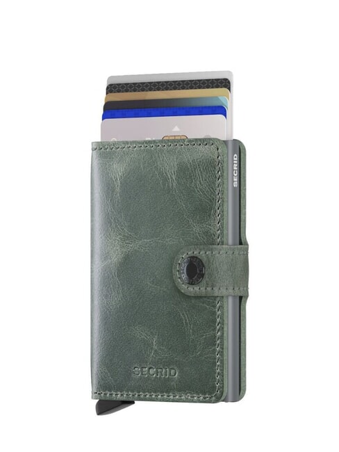 VINTAGE  Cartera de piel con tarjetero de aluminio sabio - Carteras Hombre