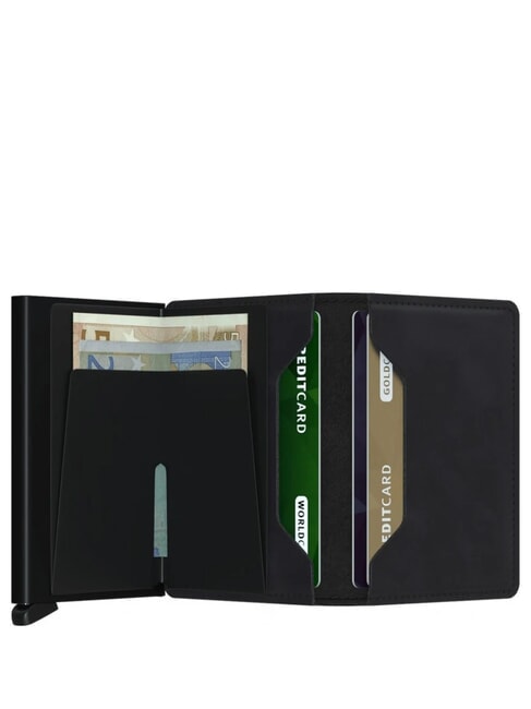 VINTAGE  Cartera de cuero fina negro - Carteras Hombre