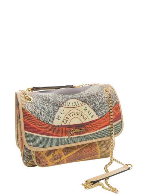 PLANETARIUM Bolso convertible con solapa clásico/beige - Bolsos Mujer