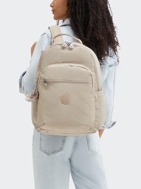 SEOUL L Mochila para port&aacute;til de 15" Firma en relieve beige - Mochilas Escuela & Tiempo Libre