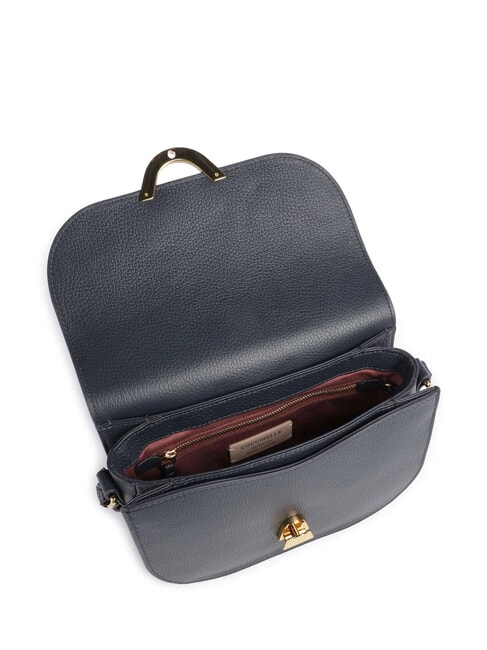 DEW Bolso bandolera de piel martillada azul medianoche - Bolsos Mujer