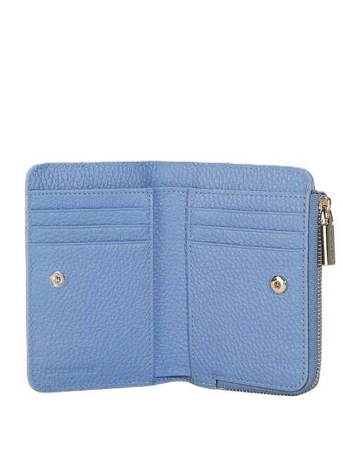METALLIC SOFT Cartera peque&ntilde;a de piel azul - Carteras Mujer