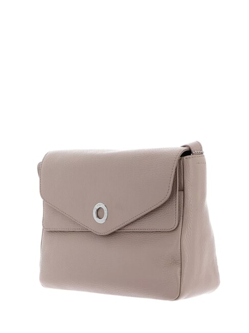 MELLOW LEATHER Bolso de piel con solapa gris topo cálido - Bolsos Mujer