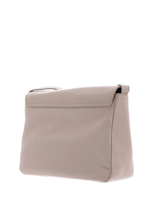 MELLOW LEATHER Bolso de piel con solapa gris topo cálido - Bolsos Mujer
