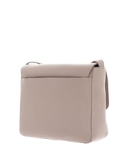MANDARINA DUCK MELLOW LEATHER Bolso de hombro de piel con solapa gris topo cálido - Bolsos Mujer - 3
