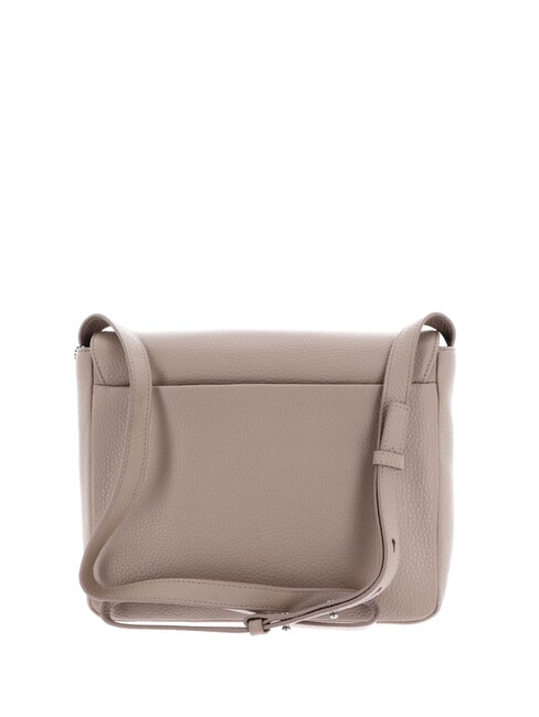 MELLOW LEATHER Bolso de hombro de piel con solapa gris topo cálido - Bolsos Mujer