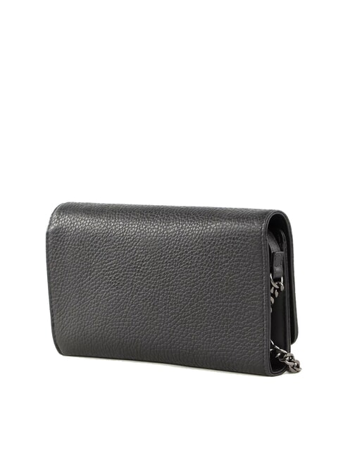 I-CON Cartera de mano de cuero negro - Carteras Mujer