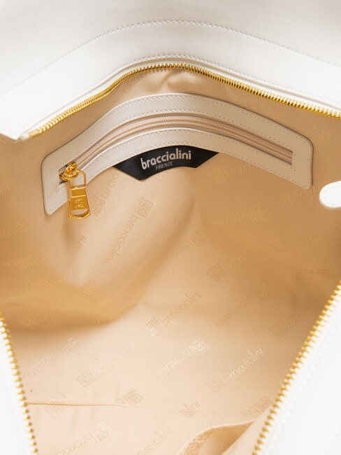 NORA Bolso de compras de piel con hebillas blanco - Bolsos Mujer