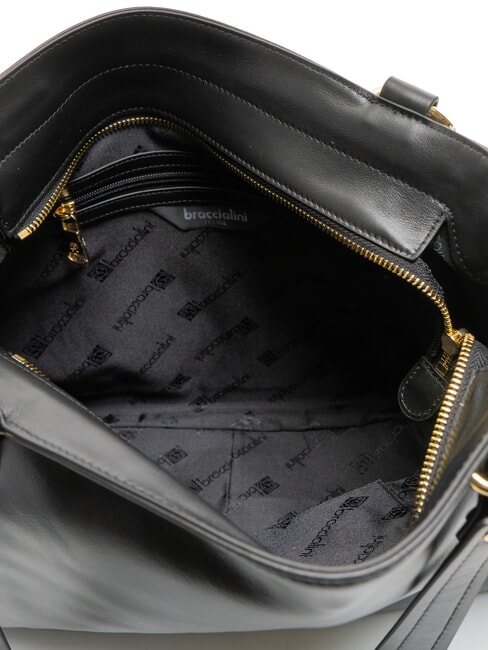 SOFIA Bolso bandolera de piel con peque&ntilde;as flores negro - Bolsos Mujer