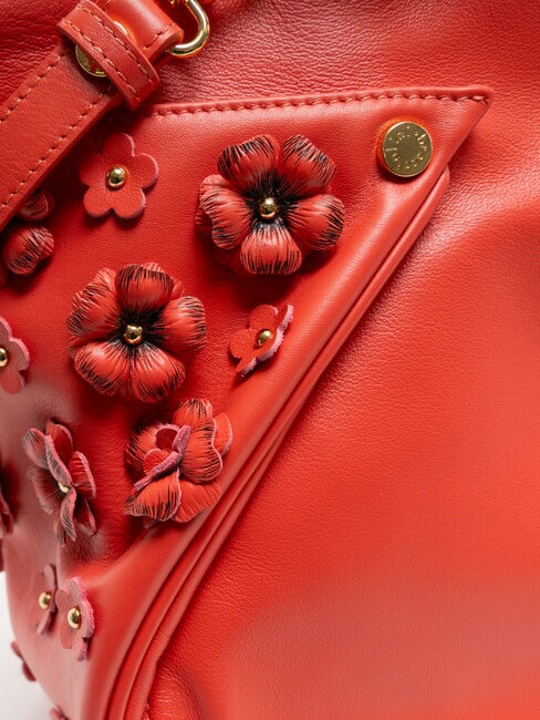 SOFIA Bolso de piel con pequeñas flores rojo - Bolsos Mujer