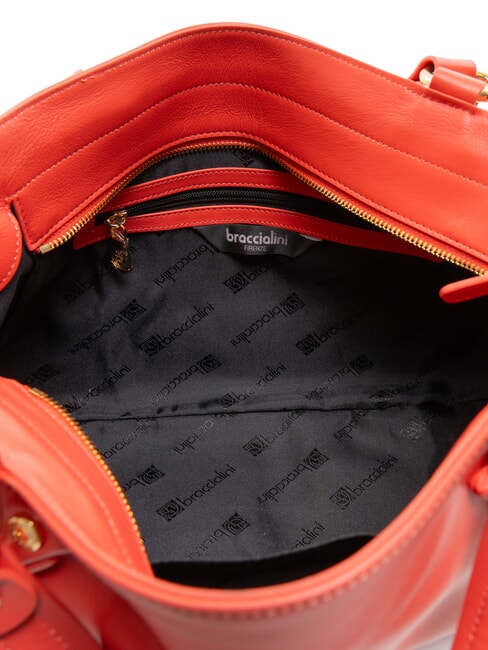 SOFIA Bolso de piel con pequeñas flores rojo - Bolsos Mujer