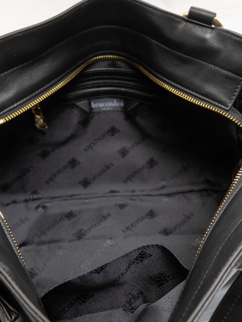 SOFIA Bolso de piel con pequeñas flores negro - Bolsos Mujer