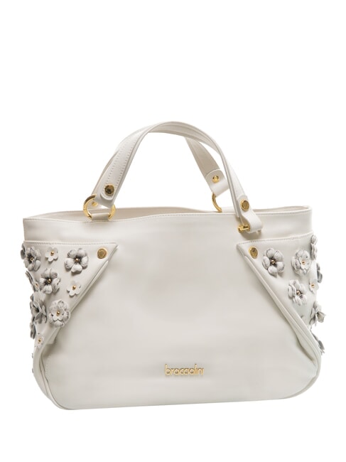 SOFIA Bolso de piel con pequeñas flores blanco - Bolsos Mujer