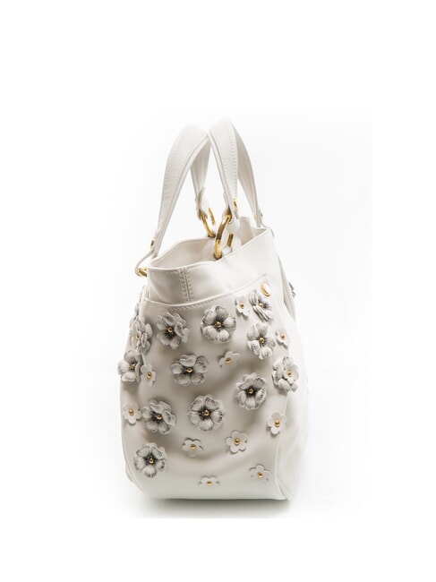 SOFIA Bolso de piel con pequeñas flores blanco - Bolsos Mujer