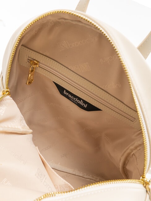 NAOMI Mochila redonda de cuero beige - Bolsos Mujer