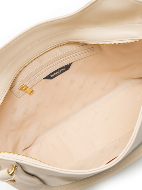 NAOMI Bolso de hombro de piel beige - Bolsos Mujer