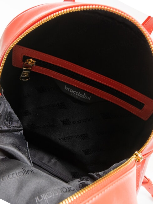 NAOMI Mochila redonda de cuero rojo - Bolsos Mujer