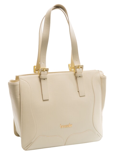 HELLEN Bolsa de compras de cuero beige - Bolsos Mujer