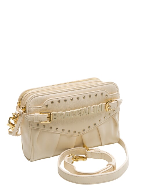 GISELLE Bolso de hombro con logo y tachuelas beige - Bolsos Mujer