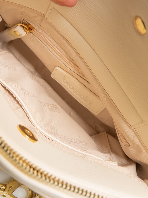 GISELLE Bolso de hombro con logo y tachuelas beige - Bolsos Mujer