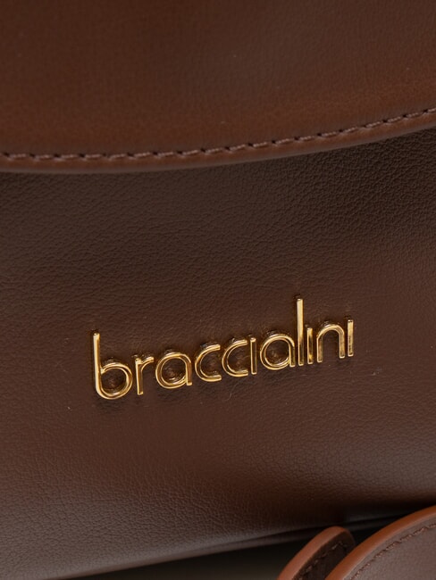 SOFIA Bolso de piel con flor marrón - Bolsos Mujer