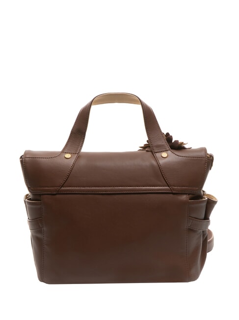 SOFIA Bolso de piel con flor marrón - Bolsos Mujer