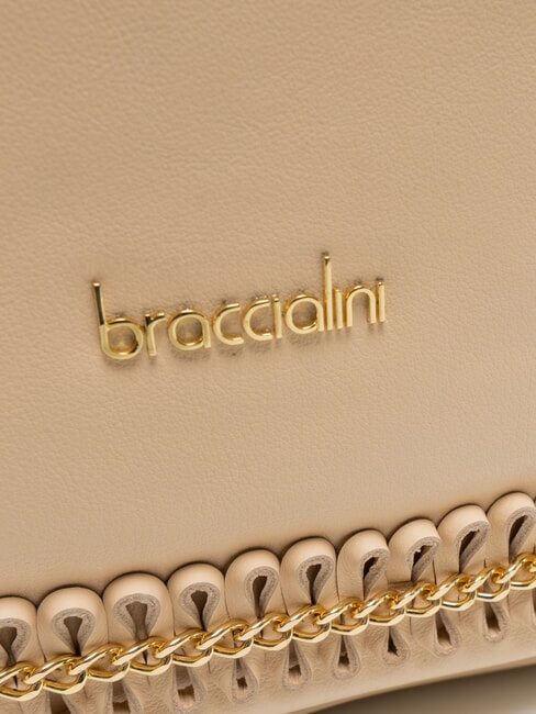 NAOMI Bolso bandolera de piel con cadena beige - Bolsos Mujer