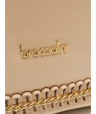BRACCIALINI NAOMI Bolso bandolera de piel con cadena beige - Bolsos Mujer - 3