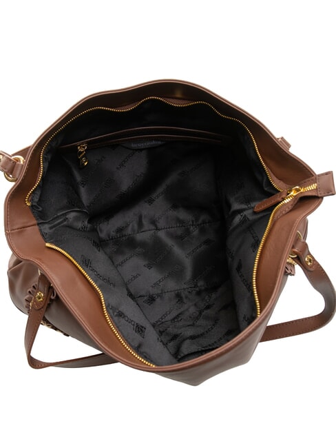 NAOMI Bolso bandolera de piel con cadena marrón - Bolsos Mujer