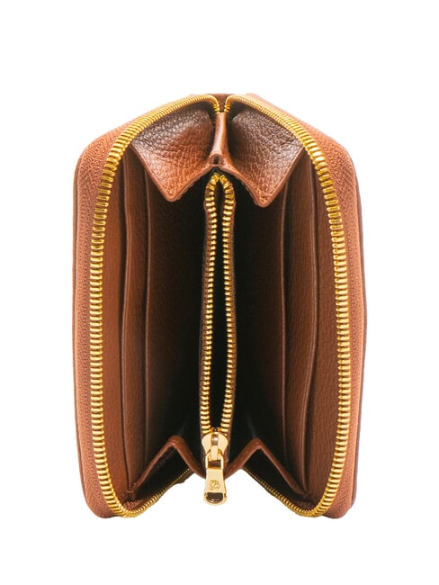 BASIC Cartera peque&ntilde;a de cuero con cremallera marr&oacute;n - Carteras Mujer