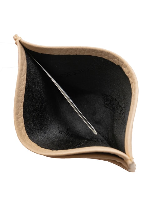 BASIC Tarjetero de cuero beige - Carteras Mujer