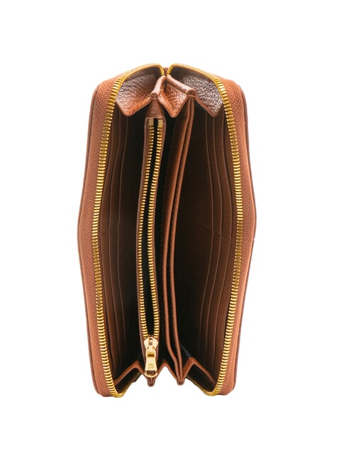 BASIC Cartera grande de cuero con cremallera marrón - Carteras Mujer