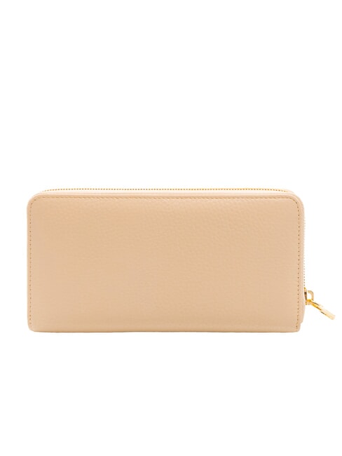 BASIC Cartera grande de cuero con cremallera beige - Carteras Mujer