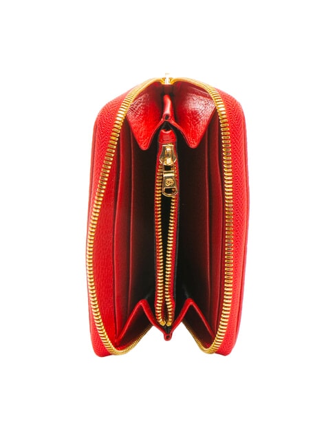 BASIC Cartera peque&ntilde;a de cuero con cremallera rojo - Carteras Mujer